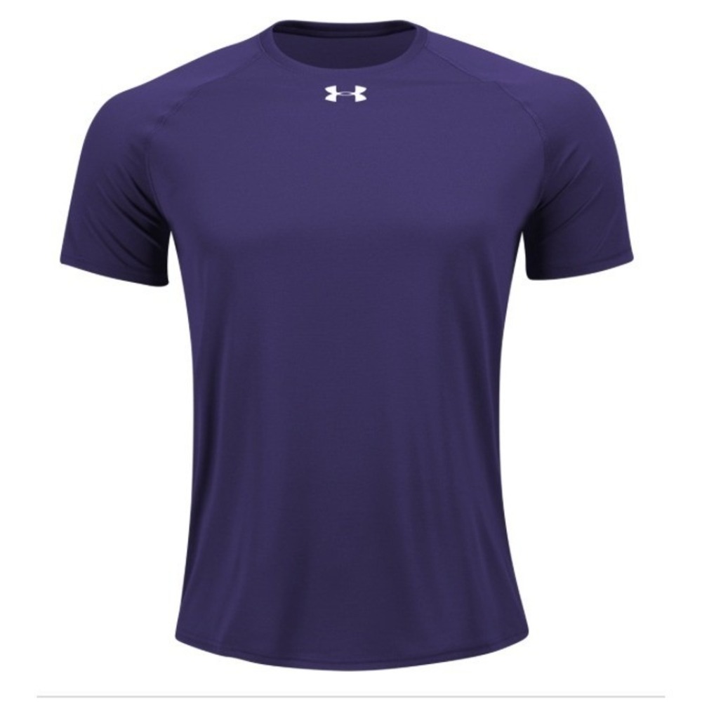 Under Armour T-Shirt Boys Youth Small Purple NWT HeatGear Athletic Logo 1305845